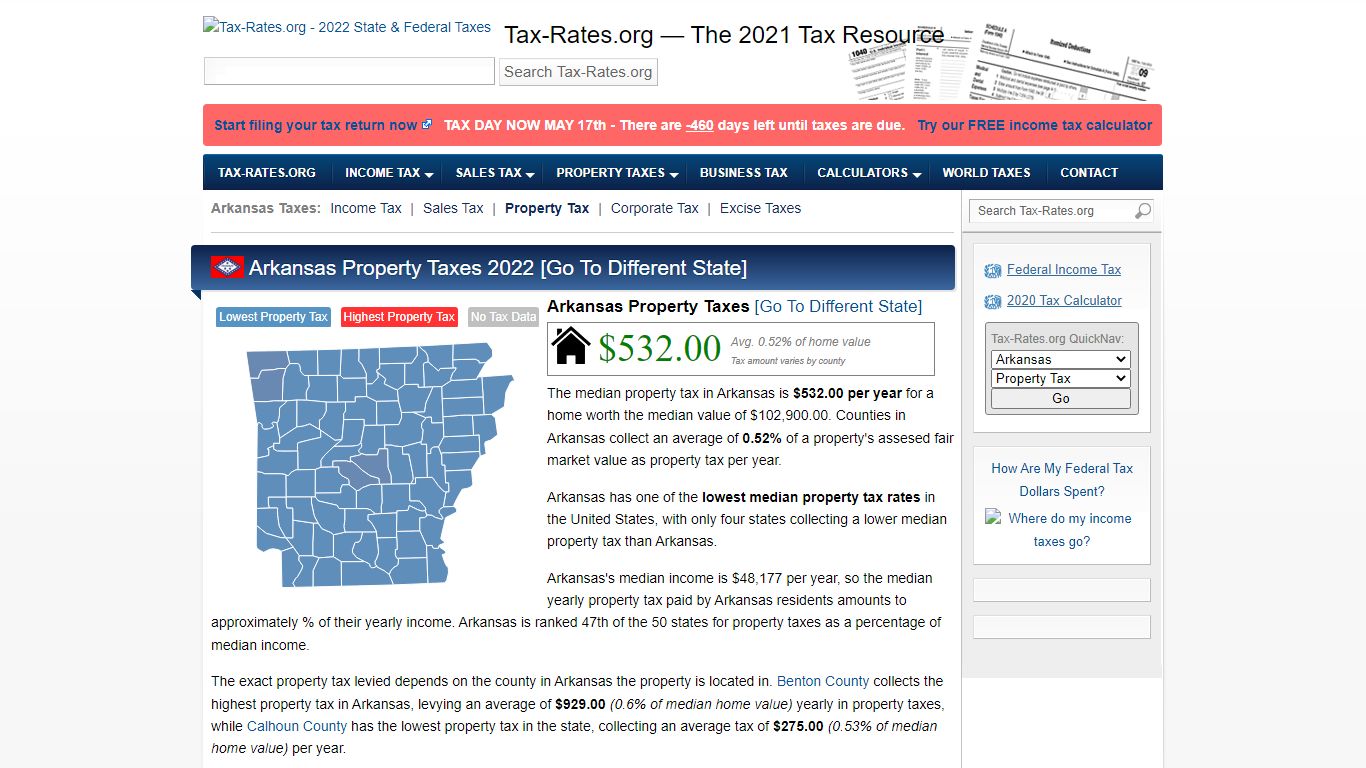 Arkansas Property Taxes By County - 2022 - Tax-Rates.org