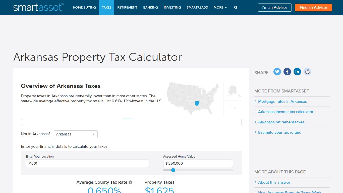 Arkansas Property Tax Calculator - SmartAsset